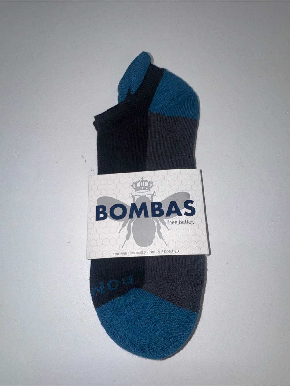 Bombas Two-Tone Teal and Charcoal Low-Cut Athletic Socks